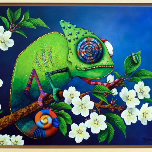 Le Caméléon et le Scarabée Doré - 2026 - 80x100 cm
