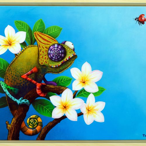Le Caméléon et la Coccinelle - 2025 - 80x100 cm