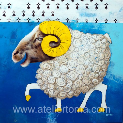 Bélier Breton - 2023 - 100x100 cm