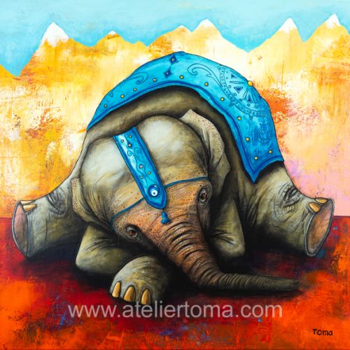 Mountain Elephant - 2024 - 100x100 cm