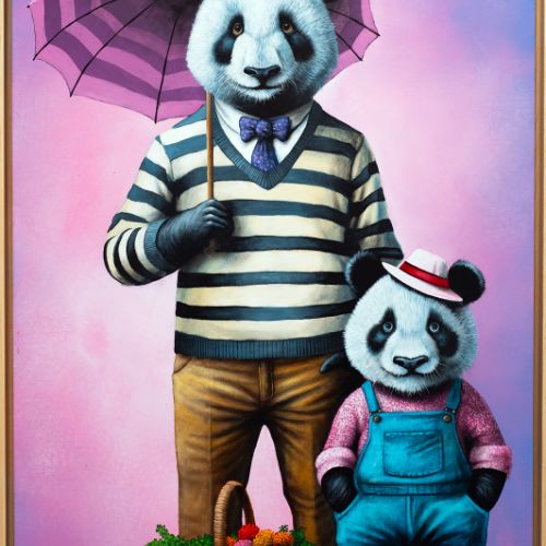 Papi & Mami Panda - 2025 - 120x80 cm