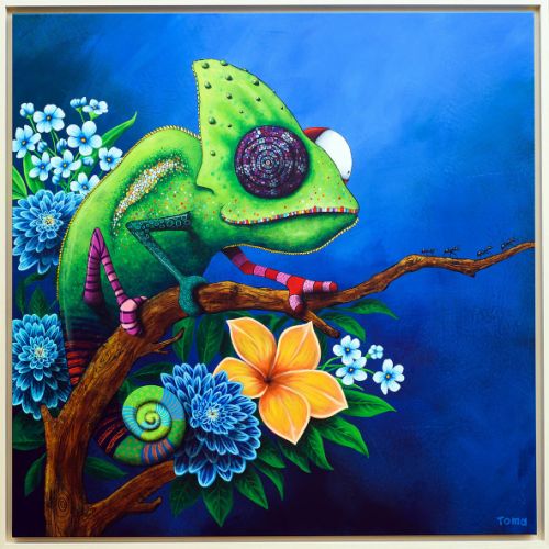 Le Caméléon et les Quatre Fourmis - 2026 - 140x140 cm