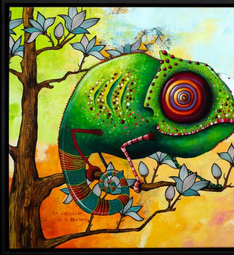 Caméléon et le Machaon - 2024 - 100x120 cm