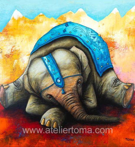 Mountain Elephant - 2024 - 100x100 cm